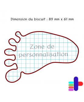 Schéma du biscuit rectangle 84x52mm – zone de personnalisation au centre pour vos motifs et textes.